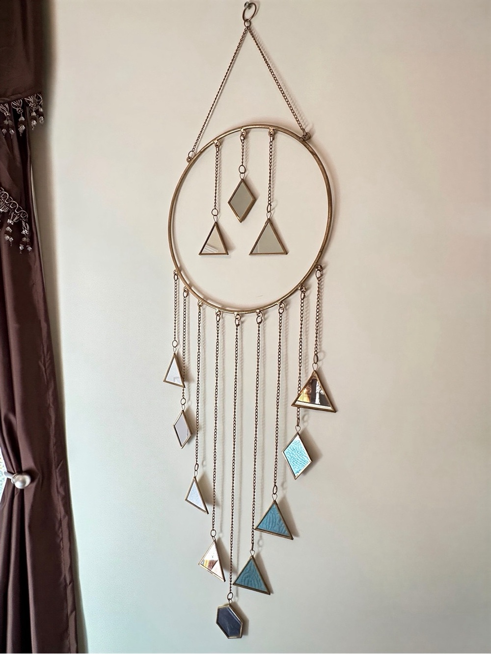 Gold Geometric Hanging Wall Mirror Mobile - Gold